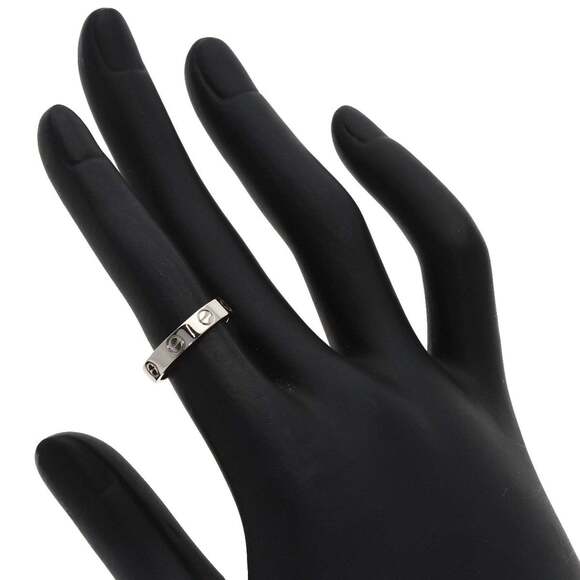 Cartier 18K White Gold Love Ring Small Model 1 Diamond Band CARTIER 18k Silver Love Ring #47